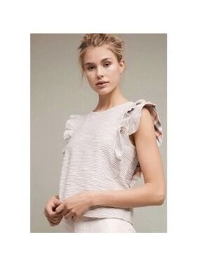 Anthropologie Postmark Small Striped Flutter Sleeve Top XS